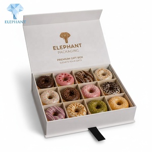 Caja Magnética de Lujo con Tapa Abatible y Inserto Divisor, Personalizada con Diseño de Elefante en Papel Dorado, para Macarons, Galletas, Productos de Panadería y Alimentos - Product Image 2