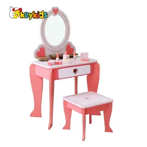 New rilasciato pretend gioca in legno ragazze spogliatoio tavolo con specchio e sgabello W08H102