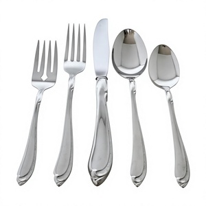 Ensemble de couverts en métal poli miroir, 5 pièces, compatibles lave-vaisselle, qualité supérieure, réutilisables, pour table à manger - Product Image 1
