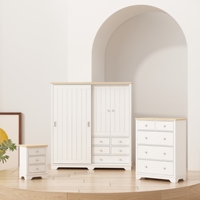 NOVA Table de chevet à 3 tiroirs en bois massif blanc mat de style classique Table de chevet prête à l'emploi Armoire pour meubles de maison Salon