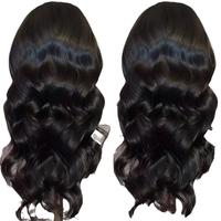 Perruque longue ondulée pour femme - 26 pouces, raie au milieu, en fibre synthétique haute température, densité 150%, sans colle, aspect naturel