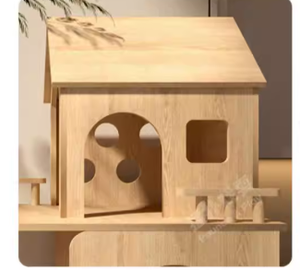 Villa pour chat en bois à deux niveaux avec arbre à chat et griffoir, grande maison de luxe pour chat personnalisable - Product Image 3