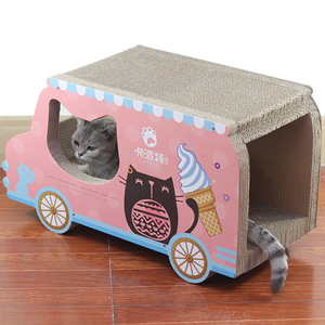 Catpet Princess Car Cat Scratcher <b>Bed</b> 61.5x29x31cm Cartoon Design With Catnip For Cats - Product Image 1
