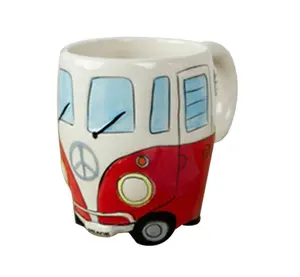 Hand Painted Ceramic Cartoon Bus Cup Retro Car Mug Coffee Milk Tea Cups Mugs Water Bottle Drinkware Gift