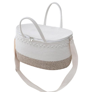 Bolsa <span class=keywords><strong>de</strong></span> pañales portátil para coche con cuerda <span class=keywords><strong>de</strong></span> algodón para pañales y artículos esenciales para bebés con correa para el hombro - Product Image 5