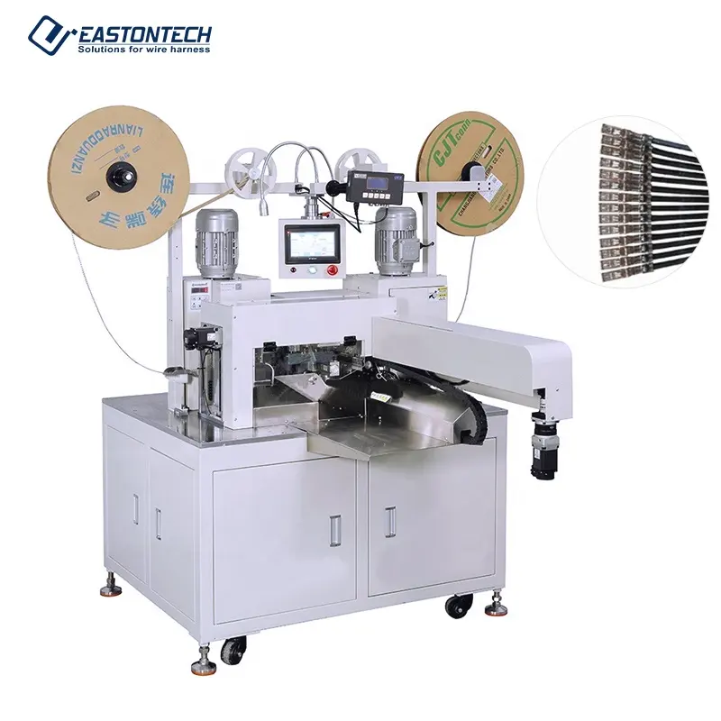 EASTONTECH Double Head 20pin Flexible Flat Ribbon Cable Wire Cutting Stripping Connector Terminal Crimping Machine