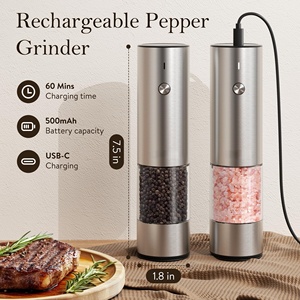 Hot Selling USB Rechargeable Large Capacity Adjustable Plastic Electric Salt <b>Pepper</b> <b>Grinder</b> Set Ceramic Salt <b>Grinder</b> - Product Image 3