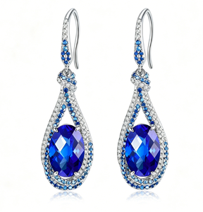 925 Silver Cultivated Paraiba Green <b>Garnet</b> <b>Earrings</b> Laboratory Cultivated Boutique Gift Elegant Fashionable Luxury H - Product Image 1