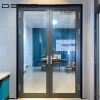 Puerta Batiente con Marco de Aluminio con Rotura de Puente Térmico, Aislamiento Acústico, Doble Vidrio Templado, Diseño Moderno para Dormitorio, Villa, Hotel, Supermercado, Exterior