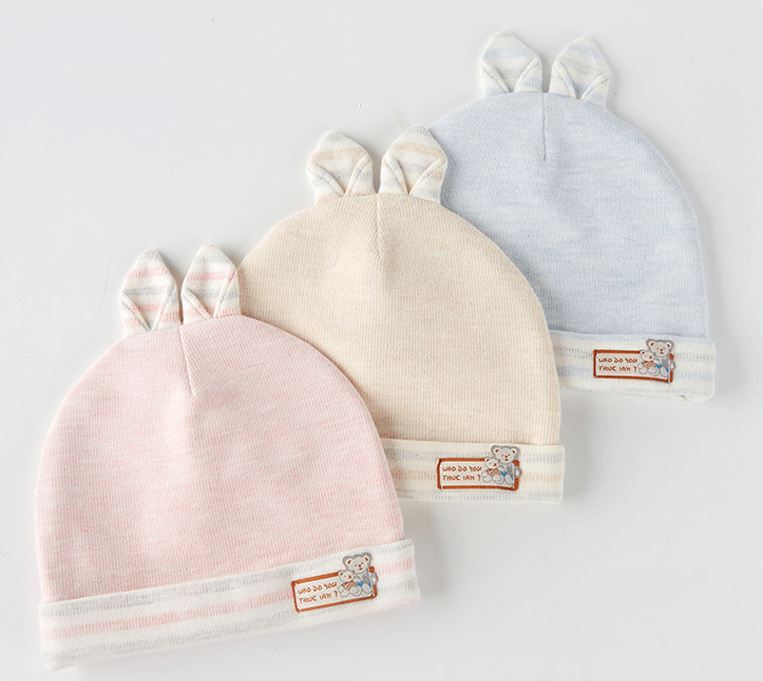 Knitted Winter 100% Cotton Spring and Autumn Baby Rabbit Double Layer Hat Hot Sale Newborn Baby Hats Warm Rabbit Ear Baby Beanie