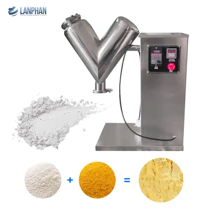 Tarwebloem Wei Suiker Kruiden 2l 10 Kg V Type Poedermixer Met Tank Blender Machine