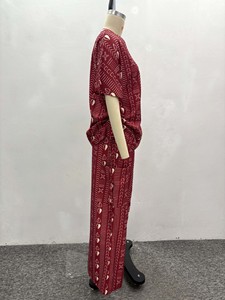 Ensemble <span class=keywords><strong>chic</strong></span> de style africain pour <span class=keywords><strong>femme</strong></span> : chemisier imprimé à manches courtes avec cordon de serrage à la taille et pantalon large - Product Image 6
