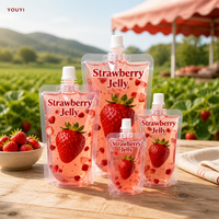 Pochettes à gelée imprimées sur mesure, sachets à bec verseur pour gelée de fraise, conception et impression personnalisées, emballage de snacks pour la vente au détail