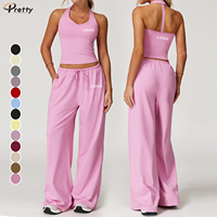 Ensemble 2 pièces de vêtements de sport personnalisés pour femmes : débardeur T-Line et pantalon ample à cordon de serrage, séchage rapide, pour le tennis, la course, la gym et le yoga