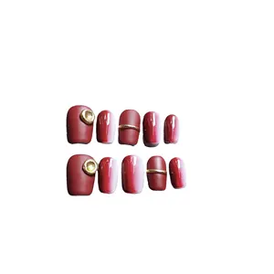 Handmade Luxury Press on Nail Tips Full Cover Rhinestone Artificial Fingernails Design Style ABS Material for Manicure