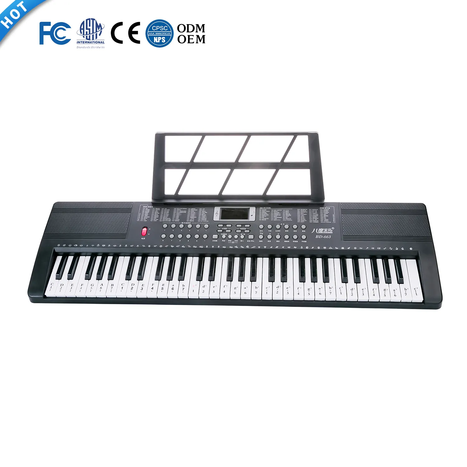 BD Musique Orgue Électronique Piano 61 Touches Clavier Instrument de Musique Support Touches Intelligent Piano Clavier pour La Vente En Gros