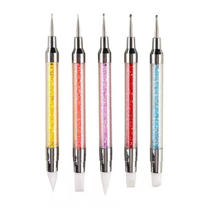 Custom Logo 5pcs Double Head Dual Ended Silicone Nail Art Dotting Tools Carving Polka Manicure Salon Nail Design Pen <b>Set</b> - Product Image 1