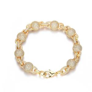 Luxury 18K Gold <b>Bead</b> Chain <b>Bracelet</b> with Full Diamond Round <b>Bead</b> Iced Out Design for <b>Men</b> Women Fine Jewelry <b>Bracelets</b> Bangles - Product Image 6