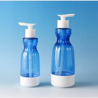 Bouteilles de shampoing transparentes bleues en forme de gourde 300ml 500ml, bouteilles de gel douche vides, bouteilles de soins capillaires, emballage cosmétique