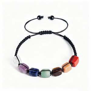 Pulsera de cristal con forma geométrica de piedra natural, ajustable, para uso diario de mujer - Product Image 3