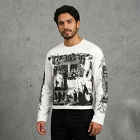 T-shirt à manches longues surdimensionné en coton 100% personnalisé de haute qualité pour hommes, imprimé intégral, style streetwear