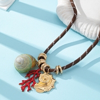 Zomer Oceaanvakantie Bohemien Damesketting Met Stervormige Kreeftenkrabschildpad Schelp Fruithangers Trendy Mode-Sieraden