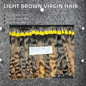 Extensiones de Cabello Virgen Indio Castaño <span class=keywords><strong>Claro</strong></span> Sedoso Liso Ondulado Crudo de Templo de un Solo Donante Cabello Largo Suministro a Granel - Product Image 2