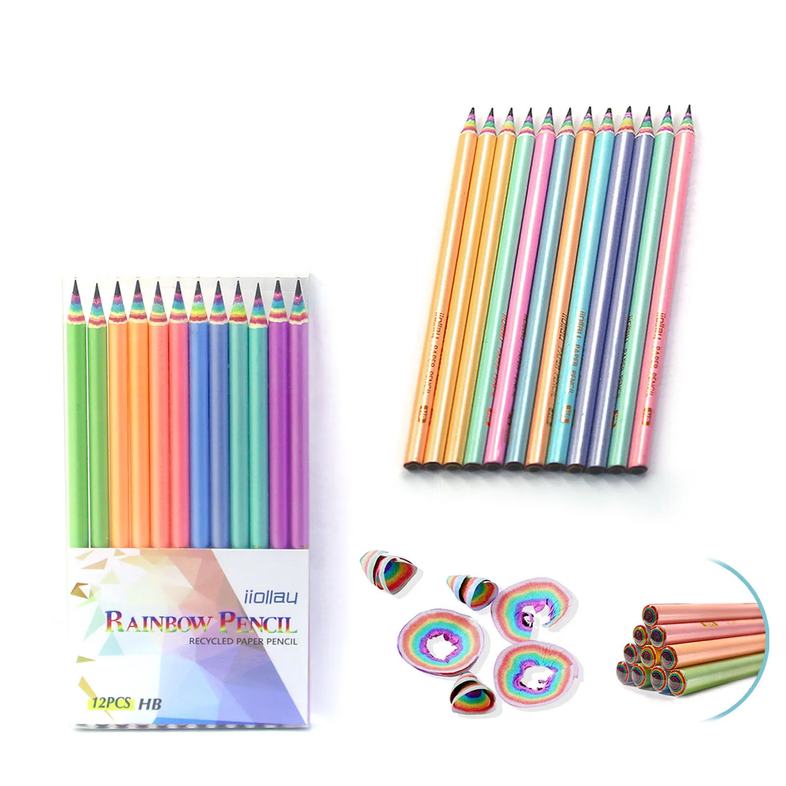 Горячий продавать зеленый карандаш рециркуляции могут быть переработаны. Дешевые радужные карандаши могут быть настроены логотип карандаш.