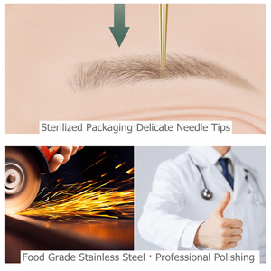 Cuchillas de Microblading PMU Doradas 15 18F 0.20mm, Aguja Nano para Lápiz Manual de Cejas - Product Image 6
