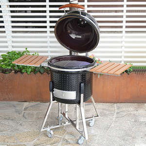 Ceramic <b>BBQ</b> Grill 22-Inch Stainless Steel <b>Trolley</b> Multifunctional Smoking Oven Outdoor Cooking Equipment - Product Image 2