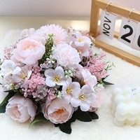 Buket Bunga Peony Buatan, Campuran Bunga Sutra, untuk Pernikahan, Perayaan, Dekorasi Ruangan