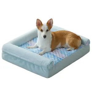 高級犬用ベッド耐久性のある生地と取り外し可能な洗えるカバー防水裏地と滑り止めボトムエッグクレートフォームペットソファベッド