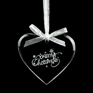 Custom Made Christmas Hanging Decorations Heart Shape Crystal Glass Ornaments