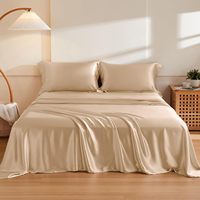 Parure de lit en soie de mûrier 100% 22 Momme - Ensemble de draps et taies d'oreiller de luxe pour lit Queen Size