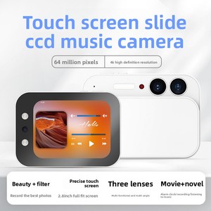 กล้องดิจิตอลสำหรับเด็ก หน้าจอสัมผัสแบบเลื่อนได้ CCD กล้องถ่ายรูปพร้อมฟังก์ชั่นเพลง ความละเอียด 64MP 4K หน้าจอเต็มขนาด 2.8 นิ้ว - Product Image 1