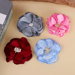 Accessoires pour cheveux en tissu tricoté à la main, style coréen, fleurs 3D en tissu rose, pour bijoux DIY, couronnes et guirlandes de mariage - Product Image 2