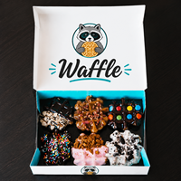 Boîte familiale pour gaufres, emballage en papier noir pour donuts, boîte à dessert pour gaufres sur bâtonnet, plateau alimentaire, boîte pliable pour crêpes