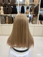 Vente d'usine Perruque médicale en cheveux humains vierges chinois, sans colle, entièrement nouée à la main, transparente, respirante, avec ligne de cheveux naturelle invisible