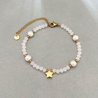 Bracelet vintage en perles, miroir étoilé multicolore, plaqué or 18 carats, bijoux féminins esthétiques, vente en gros