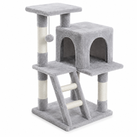 Arbre à chat compact en peluche en gros avec condo à double entrée et échelle d'escalade
