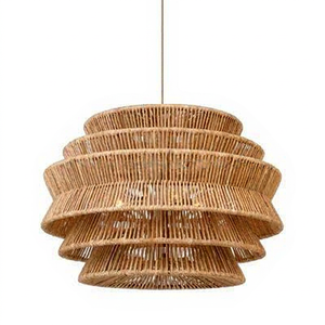 Classic Art E27 Pastoral Country Style Pendant <b>Light</b> Hand-Woven Bamboo Rattan Lampshade for Bedroom Living Room Restaurant Hotel - Product Image 1