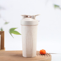 Bouteille shaker biodégradable en paille de blé 20oz avec logo personnalisé, mélangeur de protéines jetable écologique pour la nutrition sportive