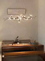 Lustre rectangulaire de luxe léger américain en forme de branche d'arbre, suspension moderne en verre nordique pour table à manger
