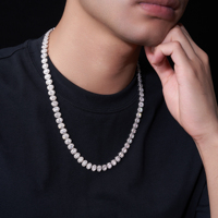 Collier Chaîne Tennis Hip-Hop Personnalisé Entièrement Sertie de Pierres, Bijoux Fins en Argent S925, Collier VVS1 pour Hommes et Femmes, Styles Rapper