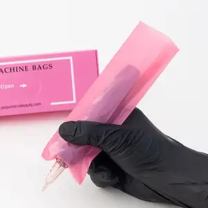 Wholesale POPU Pink color 200Pcs disposables protective tattoo pen machine Sleeves cover bag for tattoo gun