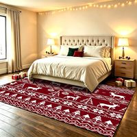 Tapis de Noël nordique en forme de renne, grand, rouge, lavable, antidérapant, pour entrée, salon, décoration de fêtes
