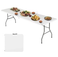 Table pliante en plastique HDPE blanc de 6 pieds pour événements, vente en gros, portable, pour extérieur, mariage, jardin, bureau, fête