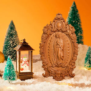 Estatua de madera moderna de Nuestra Señora Guadalupe, tallado detallado, arte de pared religioso, Espíritu Santo, regalos religiosos cristianos para exteriores - Product Image 3