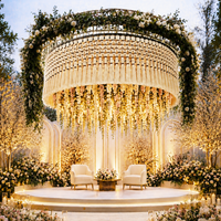 Décorations florales romantiques pour plafond, draperies en macramé avec pompons, drapage de plafond pour mariage, décoration suspendue pour scène d'événement