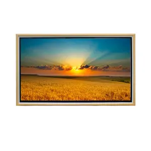 شاشة عرض LCD رقمية لمسية للصور مقاس 65 بوصة تثبت على الحائط مع إطار من الأخشاب